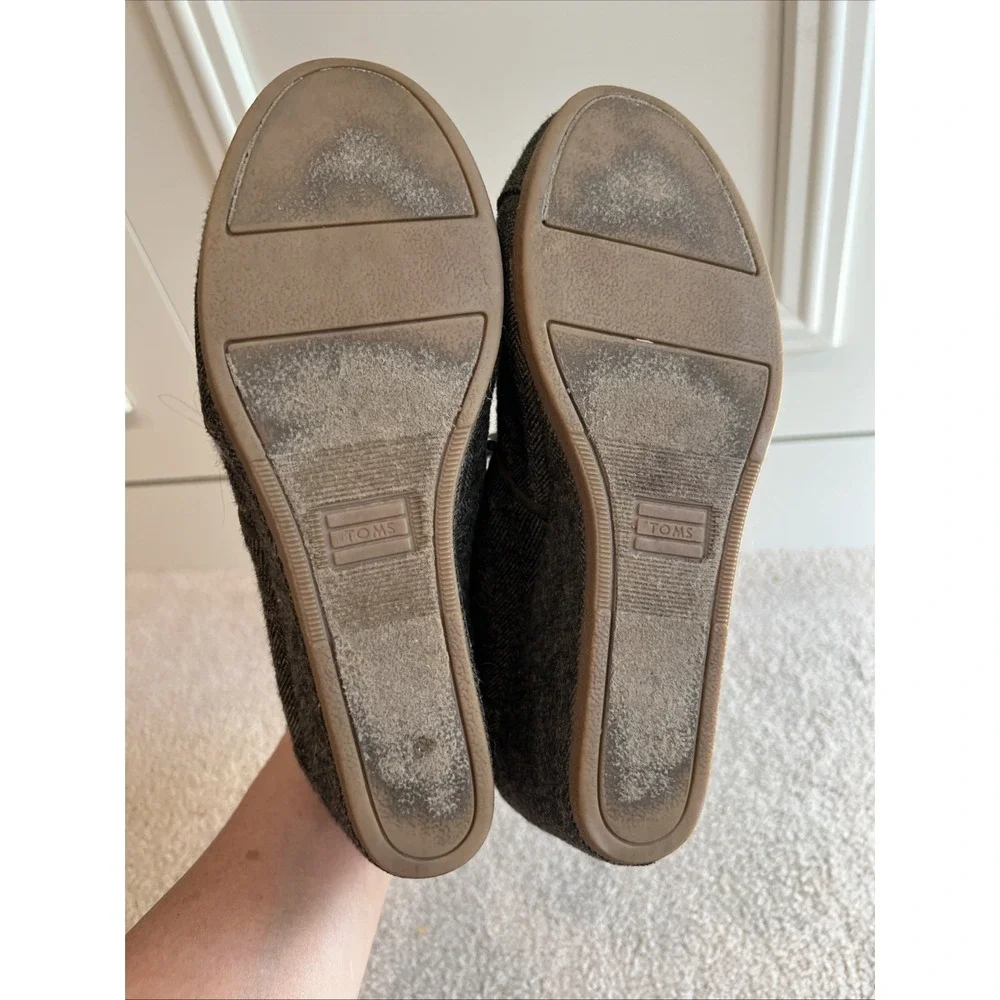 Toms Desert Wedge Herringbone Bootie Ankle Boots Size 8.5 Brown Fabric Academia